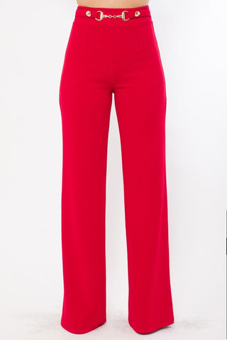 Waist Button And Buckle Detailed Fashion Pants Look Up Deals