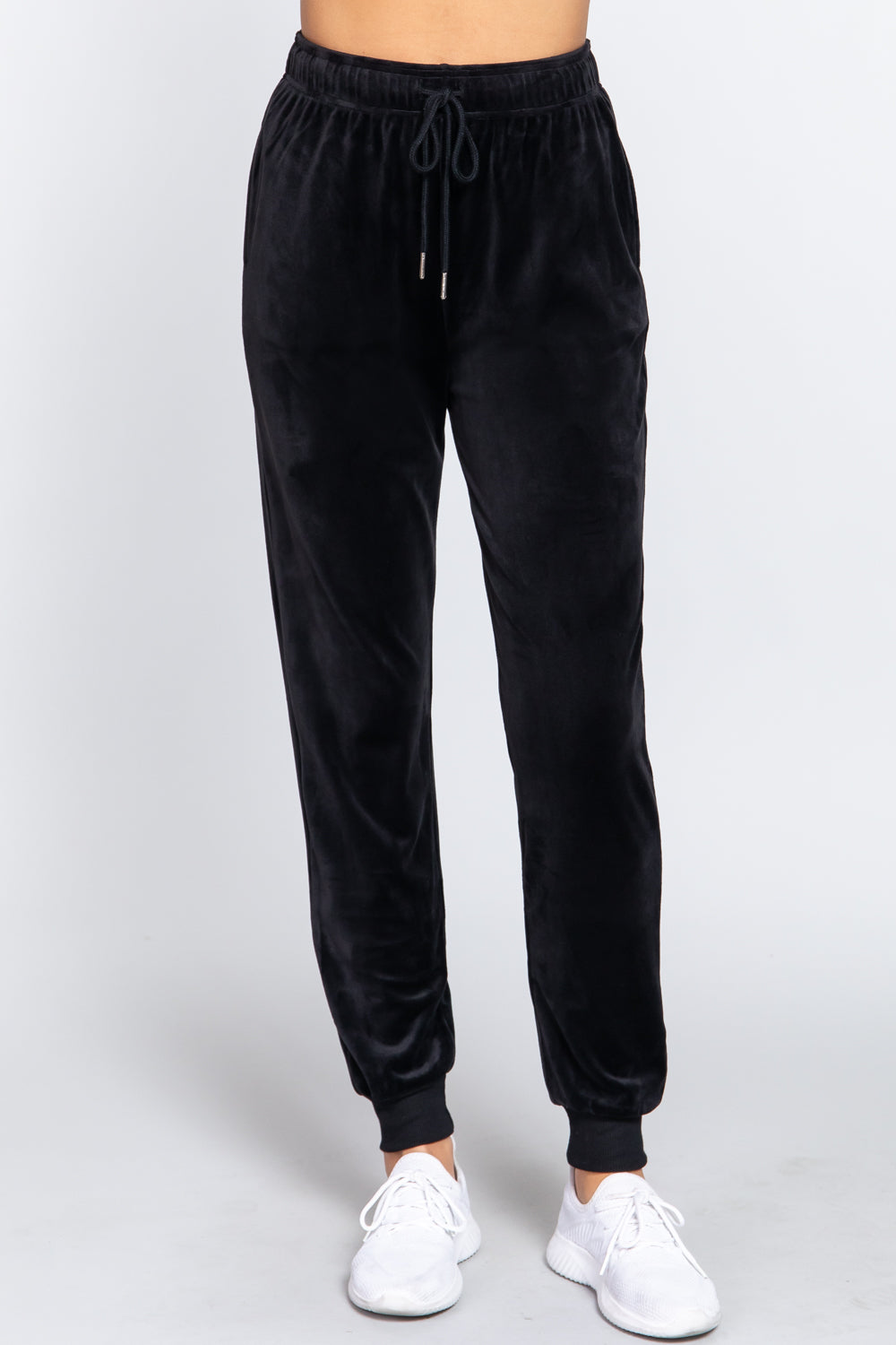 Waist Elastic Velour Long Jogger Pants Look Up Deals