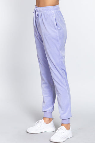 Waist Elastic Velour Long Jogger Pants Look Up Deals