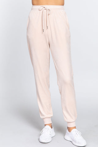 Waist Elastic Velour Long Jogger Pants Look Up Deals