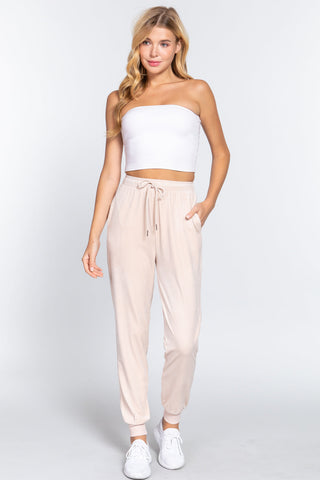 Waist Elastic Velour Long Jogger Pants Look Up Deals