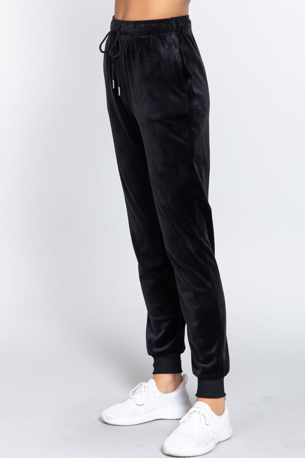 Waist Elastic Velour Long Jogger Pants Look Up Deals