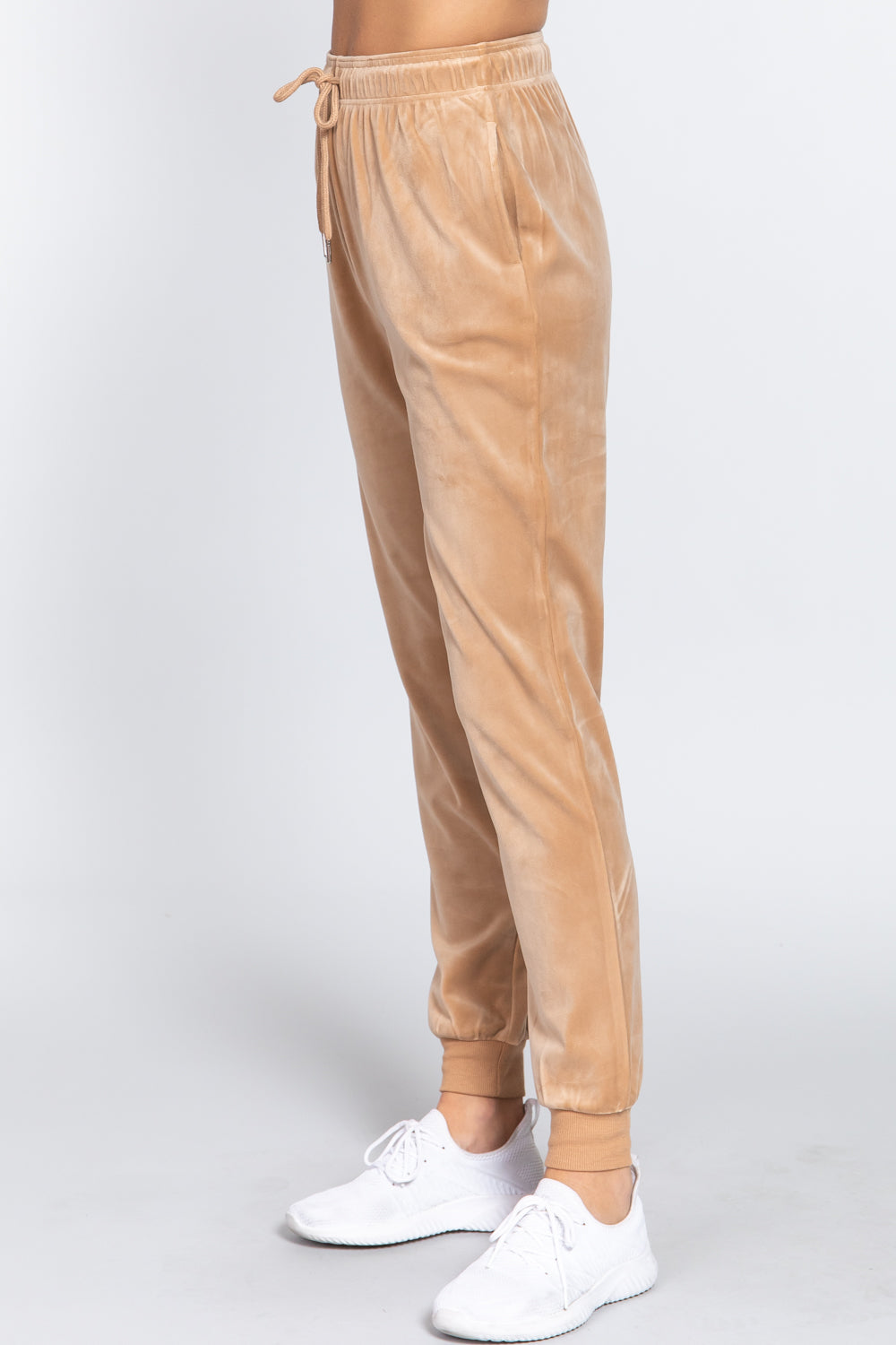 Waist Elastic Velour Long Jogger Pants Look Up Deals