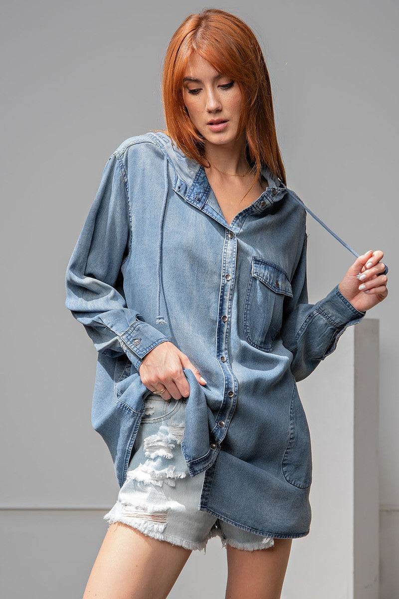 Washed Denim Shirt Jacket Look Up Deals