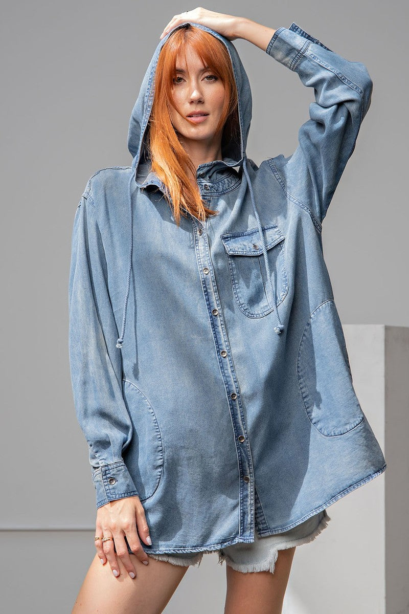 Washed Denim Shirt Jacket Look Up Deals