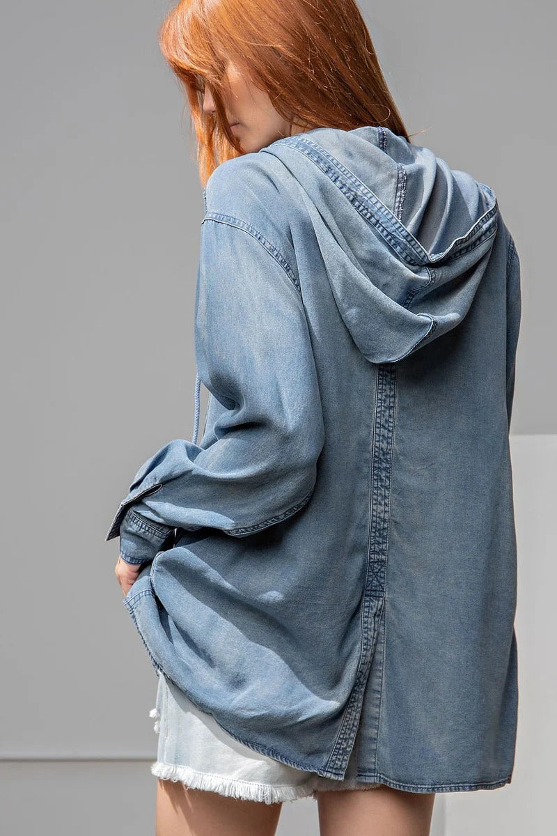 Washed Denim Shirt Jacket Look Up Deals