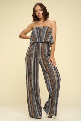 Women's Two Piece Set Flowy Strapless Crop Top, High Waist Palazzo Pants Look Up Deals