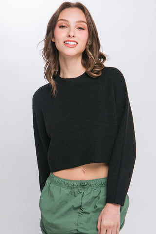 Wool Blend Cropped Sweater Top Look Up Deals