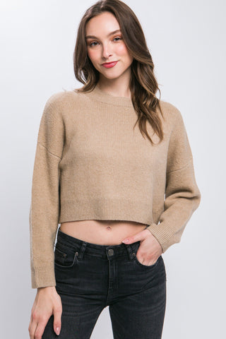 Wool Blend Cropped Sweater Top Look Up Deals