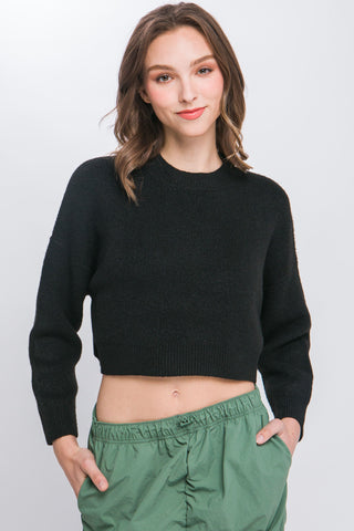 Wool Blend Cropped Sweater Top Look Up Deals