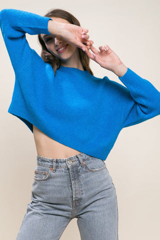 Wool Blend Cropped Sweater Top Look Up Deals