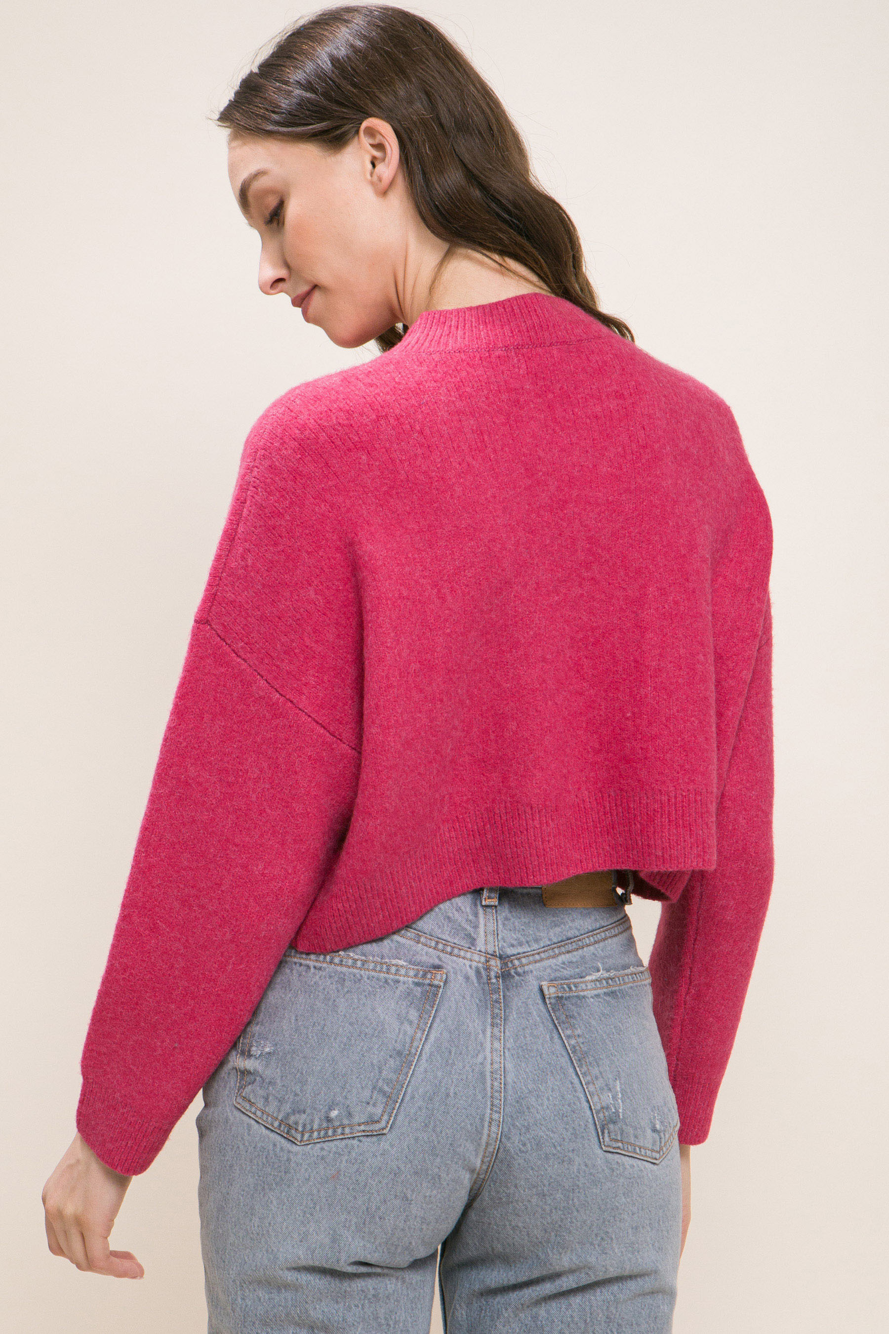 Wool Blend Cropped Sweater Top Look Up Deals