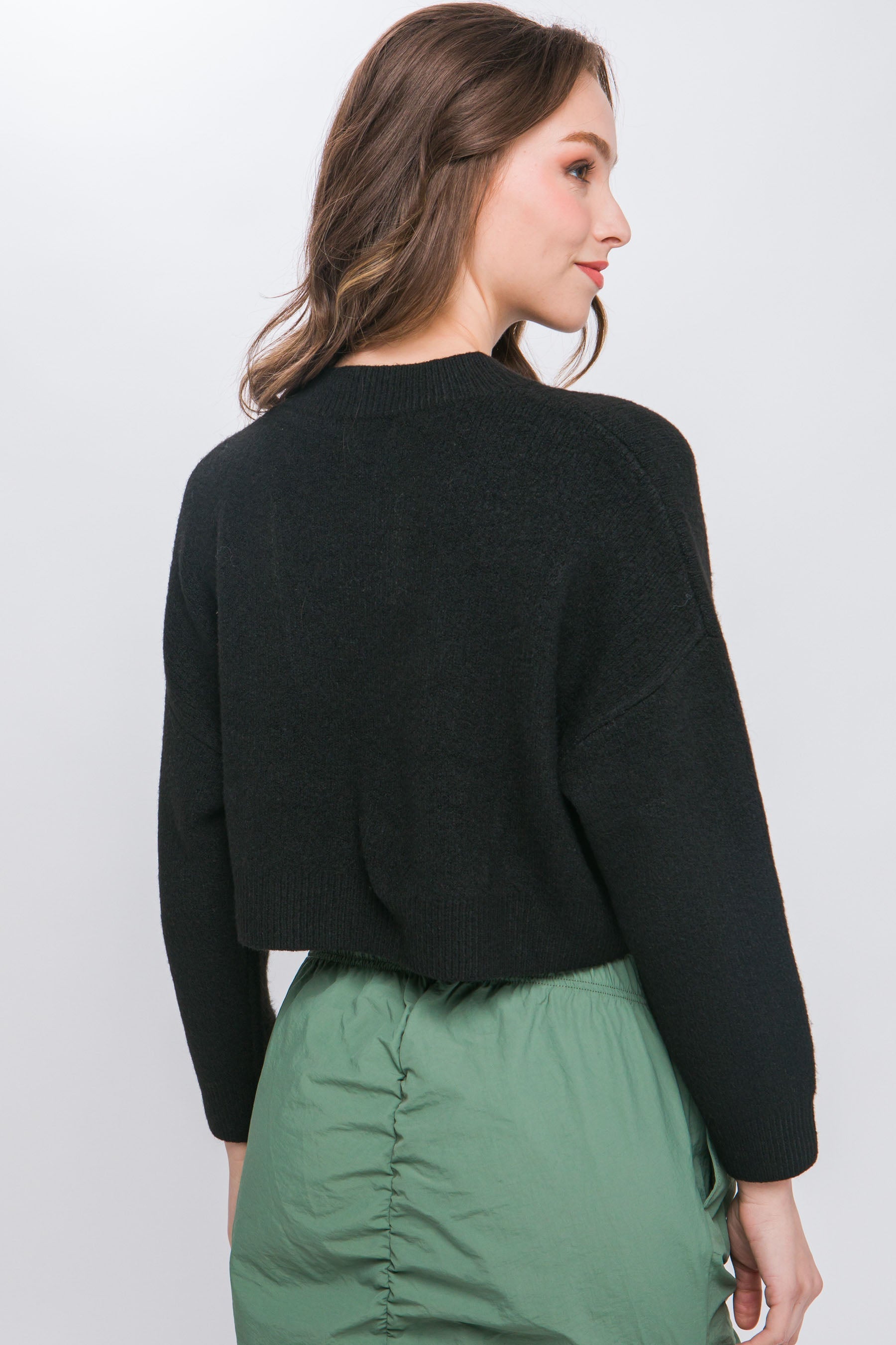 Wool Blend Cropped Sweater Top Look Up Deals