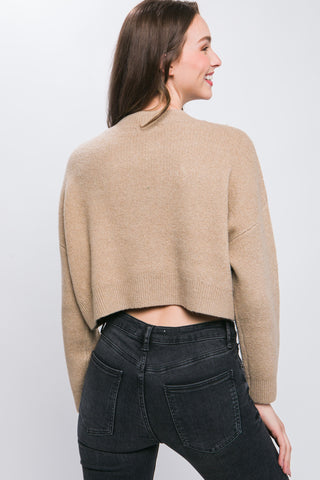 Wool Blend Cropped Sweater Top Look Up Deals