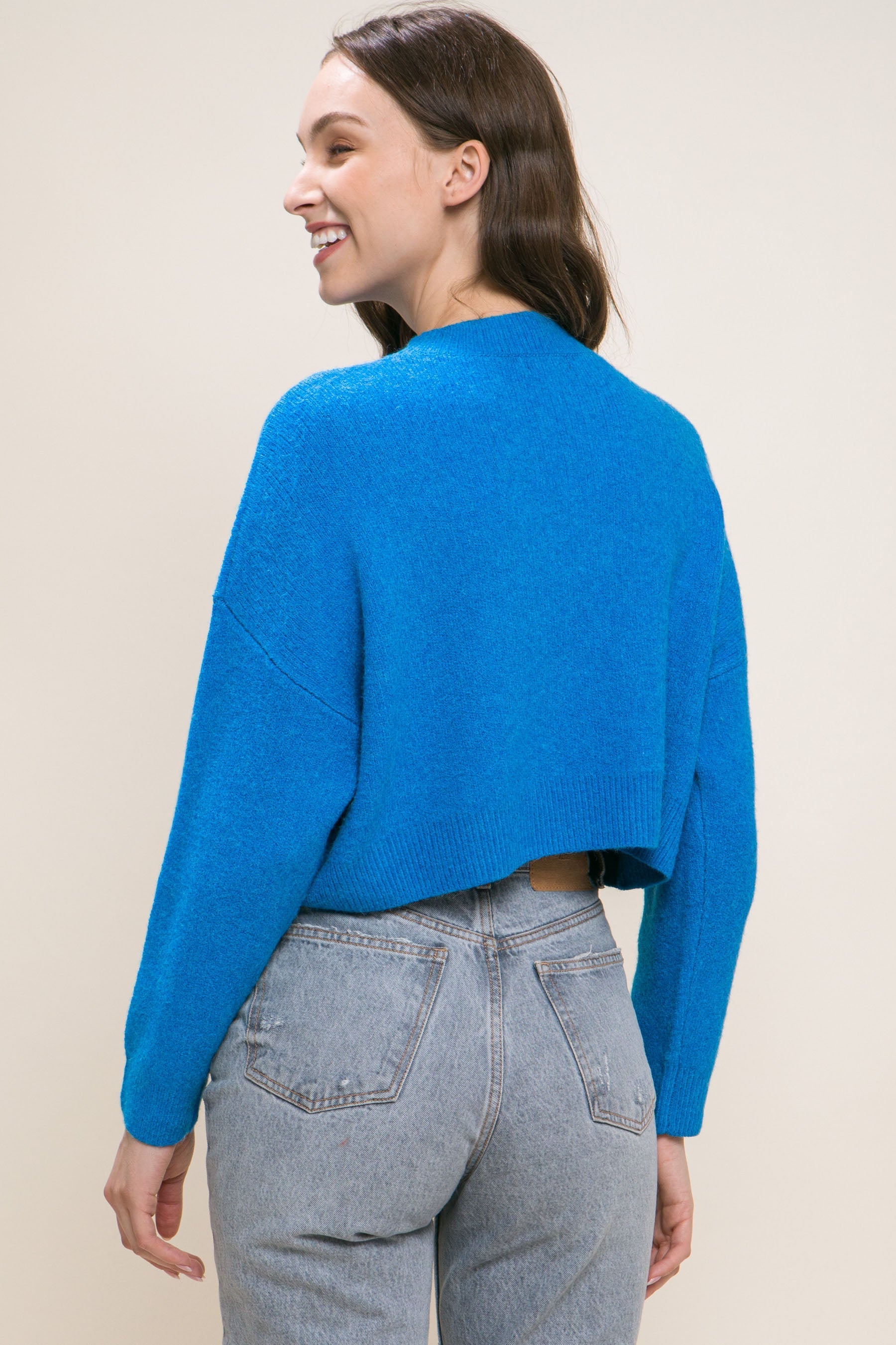 Wool Blend Cropped Sweater Top Look Up Deals