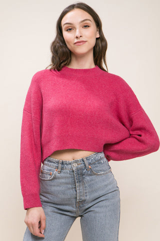 Wool Blend Cropped Sweater Top Look Up Deals