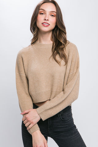 Wool Blend Cropped Sweater Top Look Up Deals