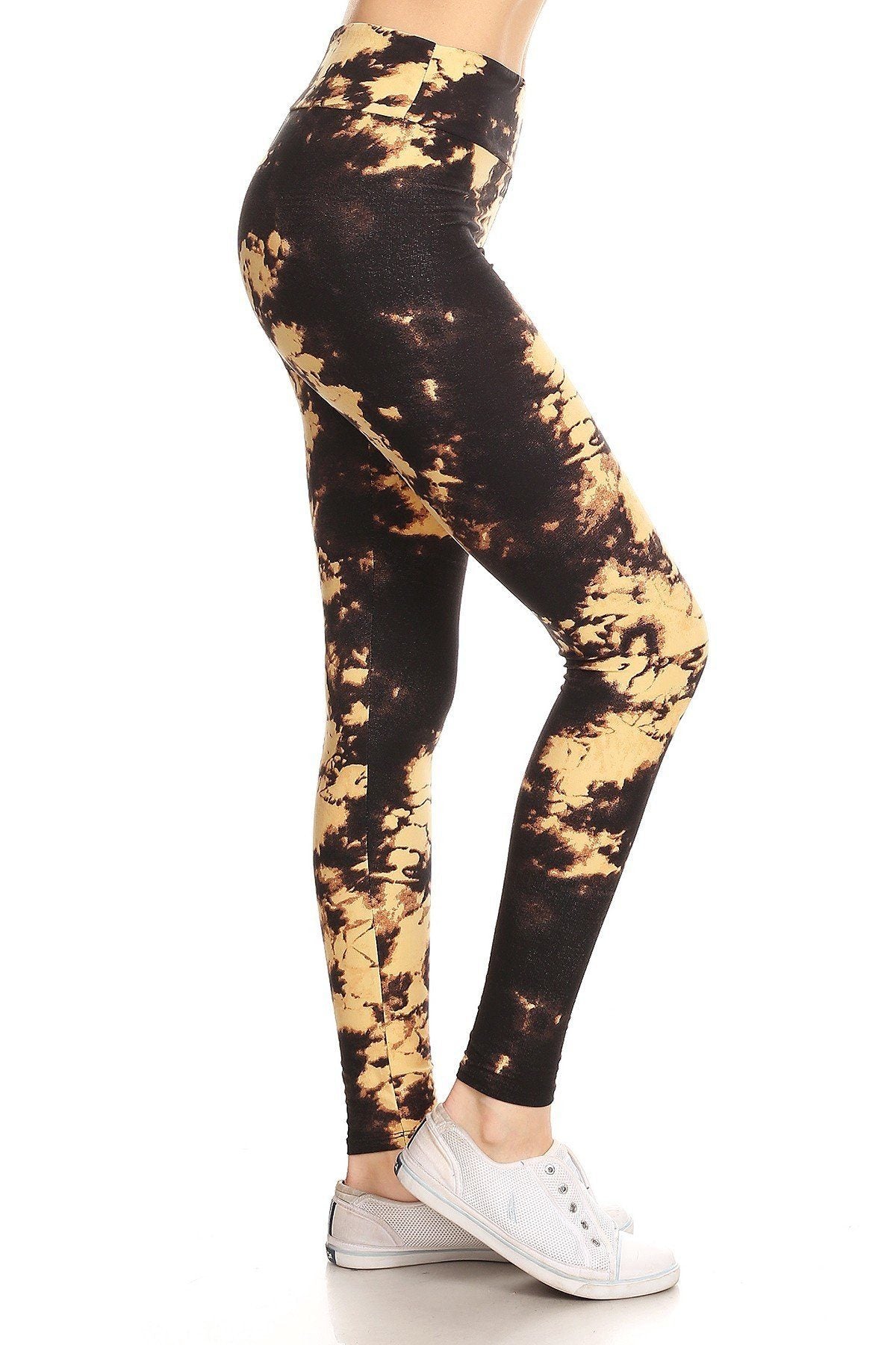 Yoga Style Banded Lined Tie Dye Print, Full Length Leggings In A Slim Fitting Style With A Banded High Waist. Look Up Deals