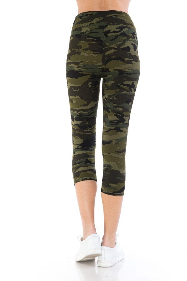 Yoga Style Banded Lined Tie Dye Printed Knit Capri Legging With High Waist. Look Up Deals