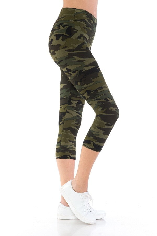 Yoga Style Banded Lined Tie Dye Printed Knit Capri Legging With High Waist. Look Up Deals