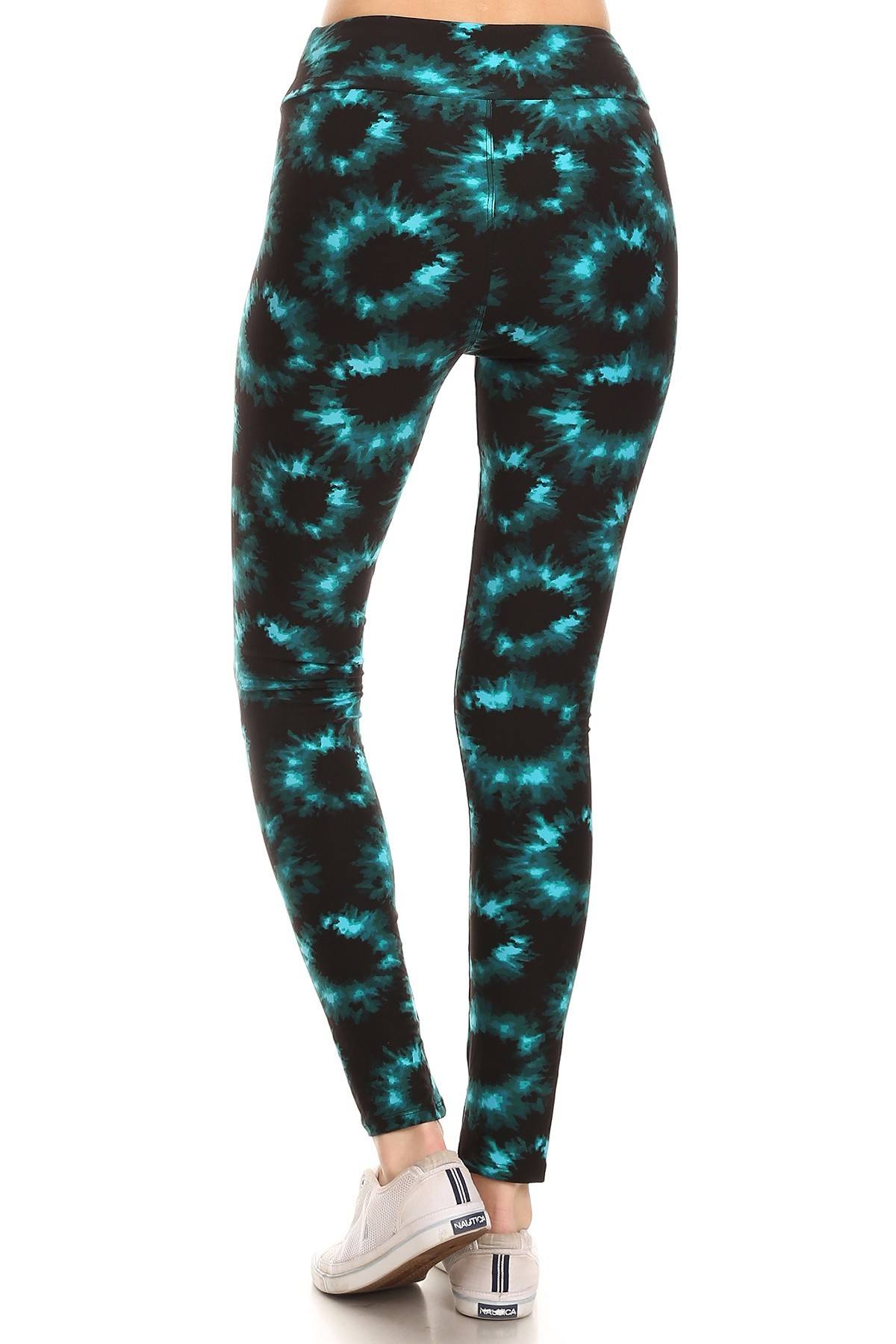 Yoga Style Banded Lined Tie Dye Printed Knit Legging With High Waist Look Up Deals