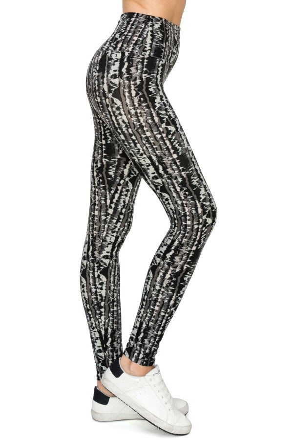 Yoga Style Banded Lined Tie Dye Printed Knit Legging With High Waist. Look Up Deals