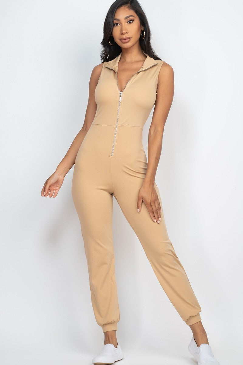 Zip Front Jumpsuit Look Up Deals